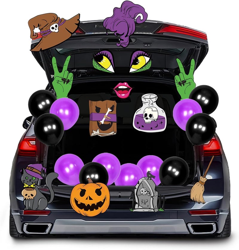EggSun Halloween Trunk or Treat Car Decorations Kit for SUV,Witch Balloon Car Archway Garage Decor Stickers,Haunted Garage House Door Outdoor Decor Entryway Archway & Party - Image 1
